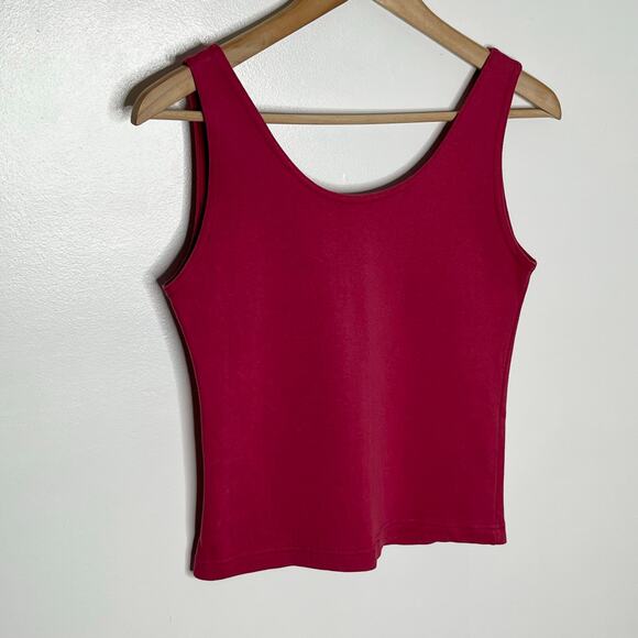 Vintage 90s Y2K Energie Tank Top Womens Large Pink Cranberry Cotton Casual - Picture 2 of 7